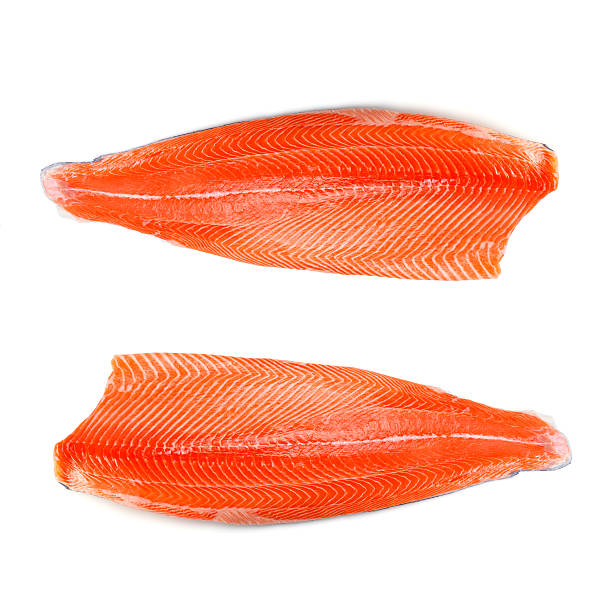 istock Fresh salmon fillet isolated on white backgrund 629665938