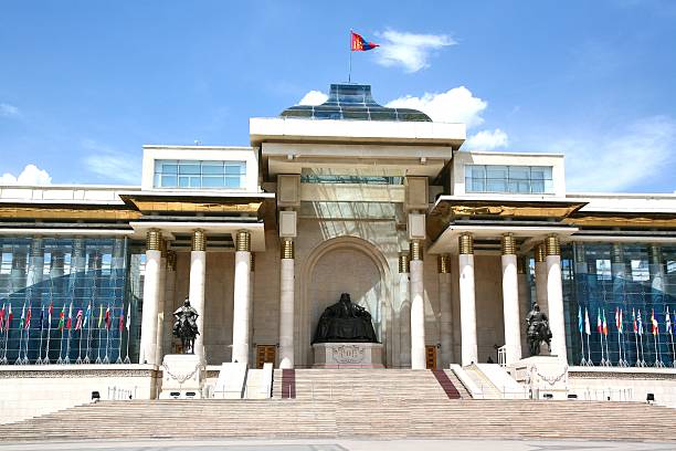 Sukhbaatar square is the central square of Mongolia's capital Ulaanbaatar stock photo