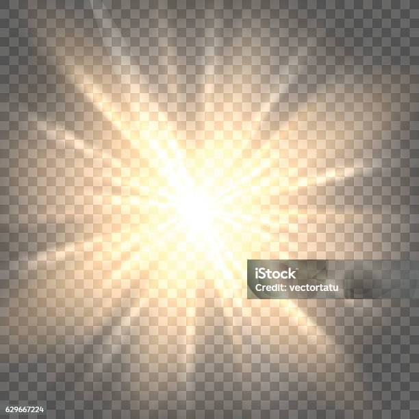 Sun Rays On Transparent Background Stock Illustration - Download Image Now - Aura, Light - Natural Phenomenon, Illuminated