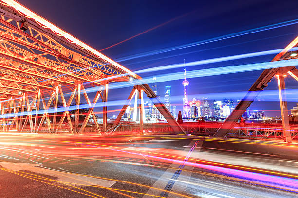 istock Shanghai Garden Bridge Traffic at night 629676080