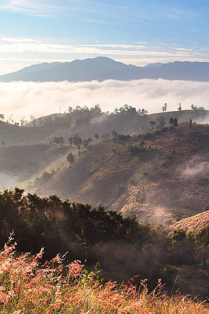 istock sunrise with the mist at Ban Huay Kon 629676152
