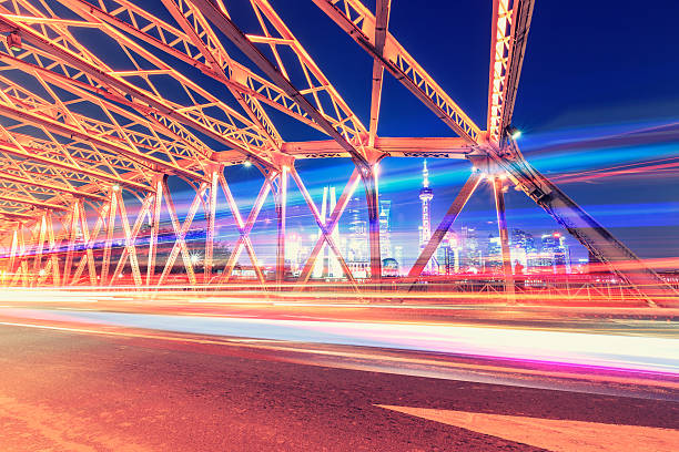 istock Shanghai Garden Bridge Traffic at night 629676378