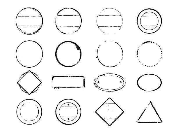 satz von vektorstempeln - stempel büromaterial stock-grafiken, -clipart, -cartoons und -symbole