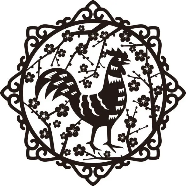 Vector illustration of Year of Rooster 2017 on the Chinese calendar.
