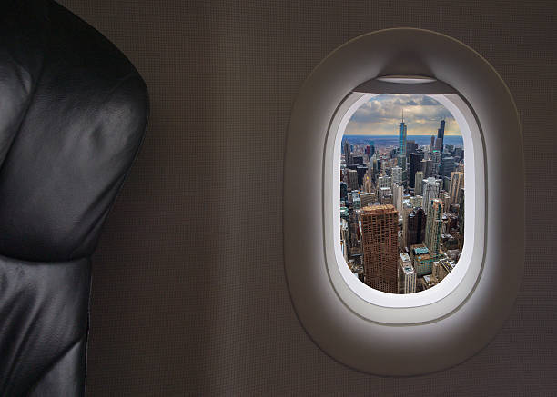 istock Chicago city at airplane windows 629679098