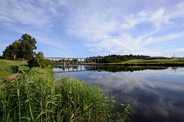 Old railway bridge, converted to cycleway over the Mitchell River. 