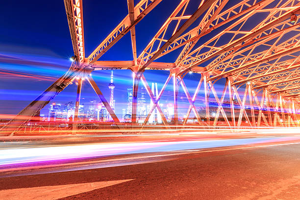 istock Shanghai Garden Bridge Traffic at night 629679530
