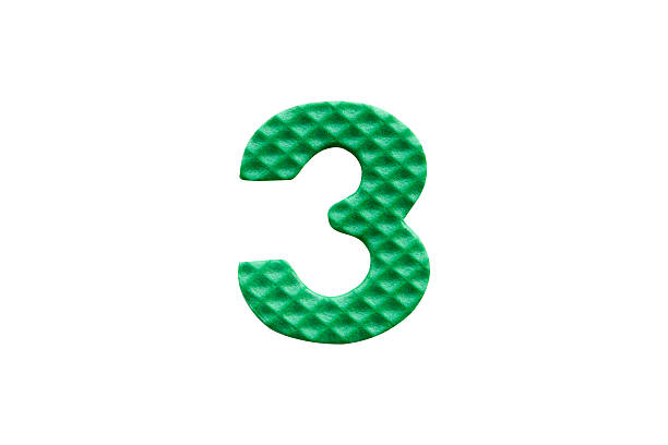 istock green number 3 made from EVA foam on white background 629680100