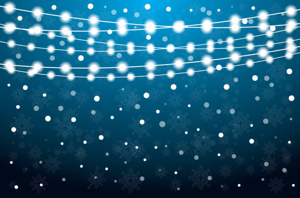 istock Christmas Card with Neon Light Bulbs, Snowflakes and Copy Space. 629687780