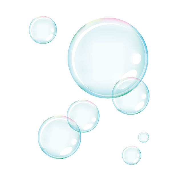 illustrations, cliparts, dessins animés et icônes de vecteur de bulles de savon sur fond bleu - flotter sur