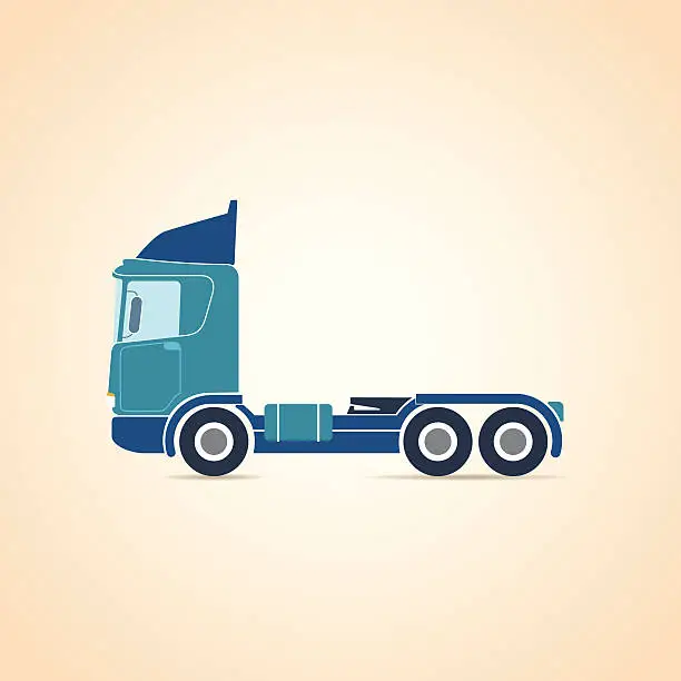 Vector illustration of Autotransporter. Three-axle tractor. Truck. Chassis. Vector illustration