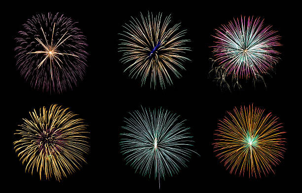 istock Colorful fireworks on black background 629692316