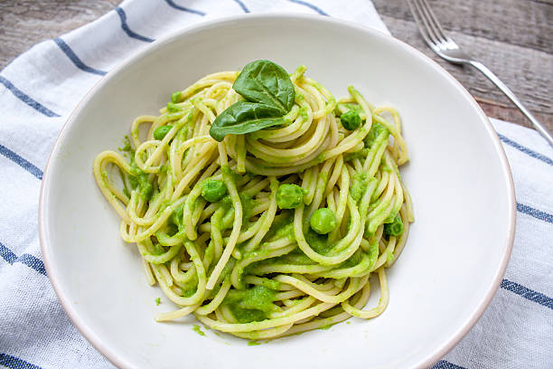 istock Green pasta with pesto 629693870