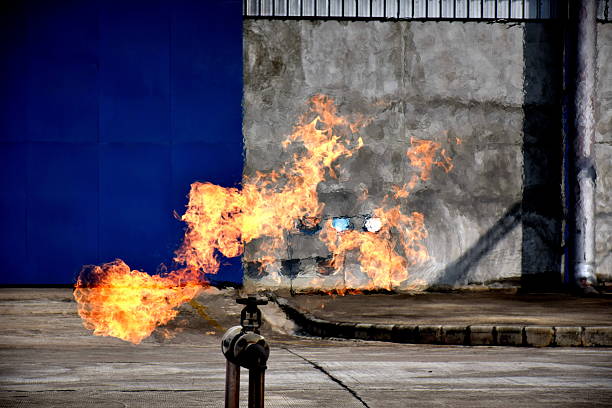 istock On fire with gas leak from pipe and valv. 629705122