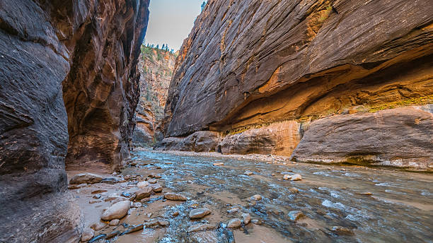 istock The river runs canyon wall to canyon wall. 629706976