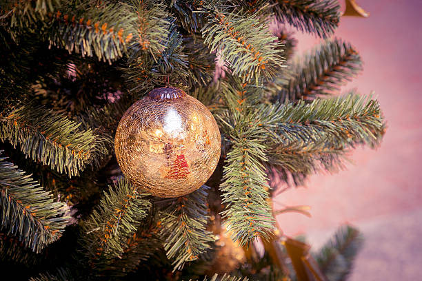 istock Christmas decorations on the branches of fir tree 629707470