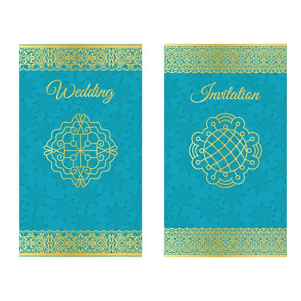 Vector illustration of Vertical wedding invitations