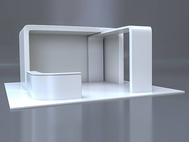 Exhibition stand Exhibition stand plain white used for mock-ups and branding and Corporate identity.3d illustration booth design stock pictures, royalty-free photos & images