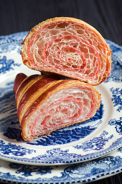 Raspberry delicious croissant stock photo