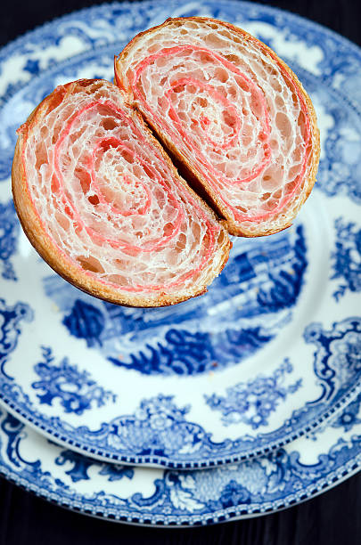 Raspberry delicious croissant stock photo