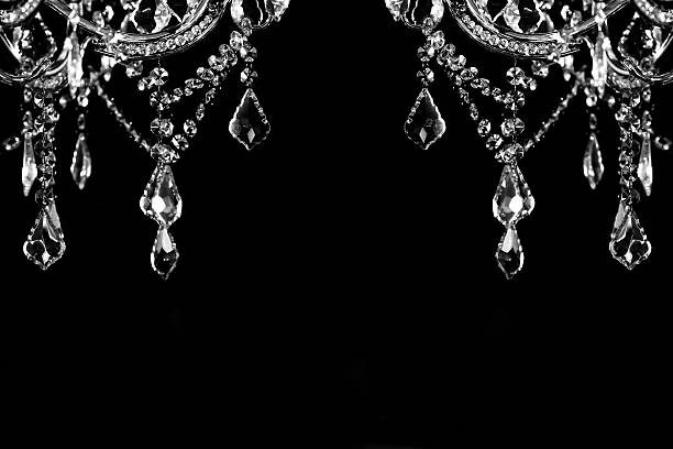 luxury crystal strass lamp white over black background