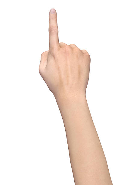 istock Hand showing one finger on white background 629725682