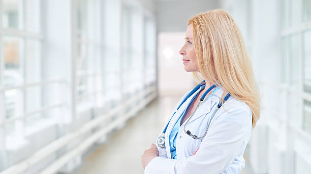 istock Blond female doctor in profile 629726828