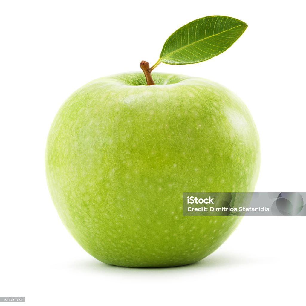 Green Apple With Leaf Isolated On White Clipping Path Included ...