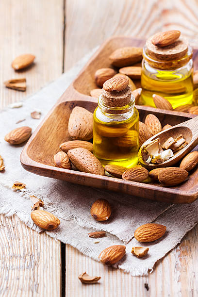 istock Natural sweet almond essential oil for beauty and spa 629739708