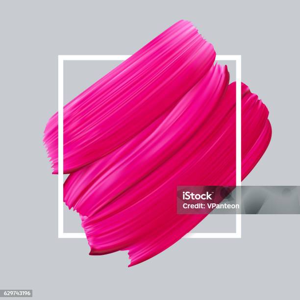 Pink Vector Lipstick Smear On White Background Stock Illustration - Download Image Now - Women, Artist, Paintbrush