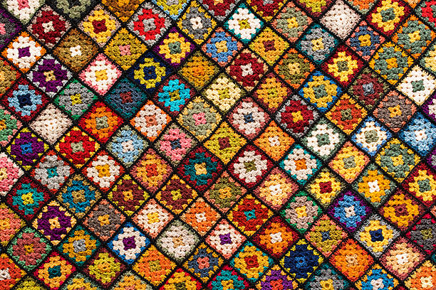 Granny square afghan Blanket made of granny squares crochet photos stock pictures, royalty-free photos & images