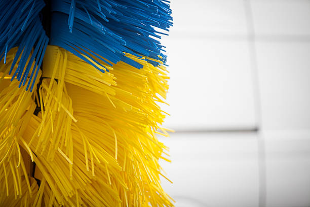 Close up shot of an automated brush in a car wash.