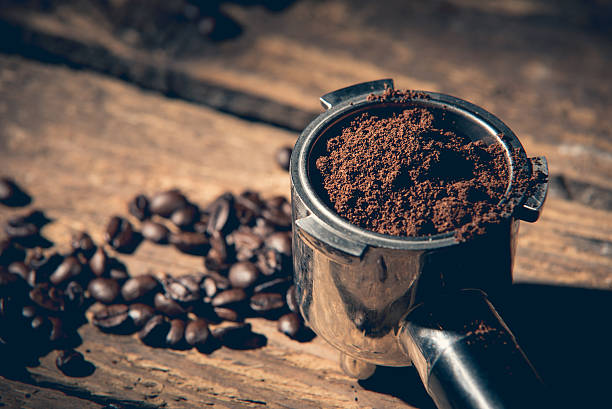 istock Ground coffee in porta filter holder 629757794