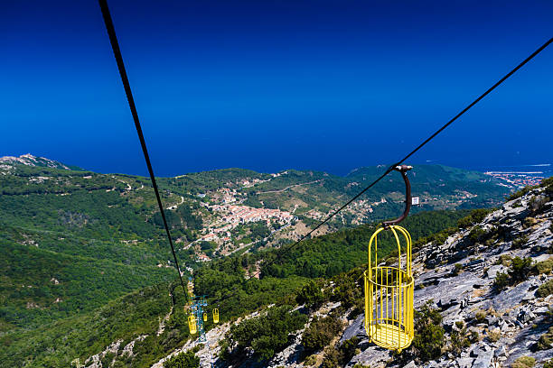 Cableway in Elba Island to monte Capanne stock photo