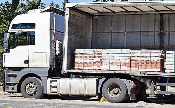 istock Truck delivers paving stones 629760074