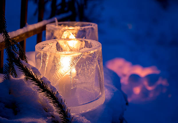 Winter outdoor decorations stock photo