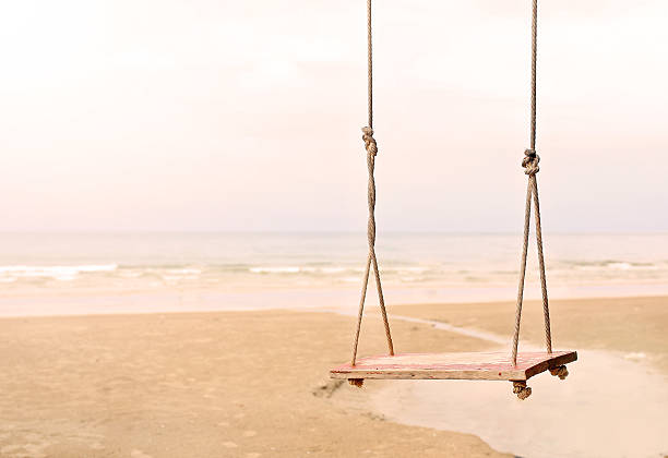 istock Lonely swing on the beach 629760602