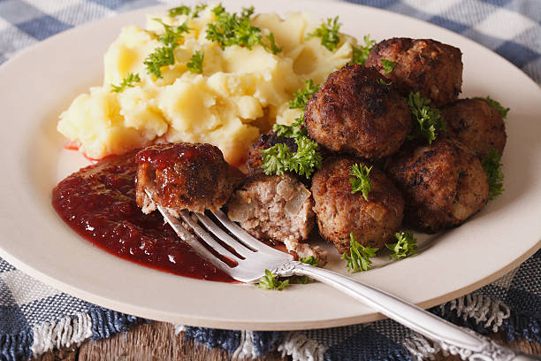 istock Swedish meatballs kottbullar with a side dish mashed potato 629762930