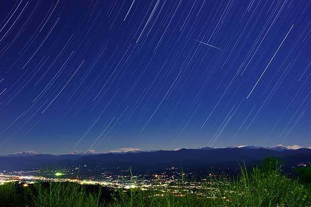 Geminids Geminid Meteor Shower Polar Day akaishi mountains stock pictures, royalty-free photos & images