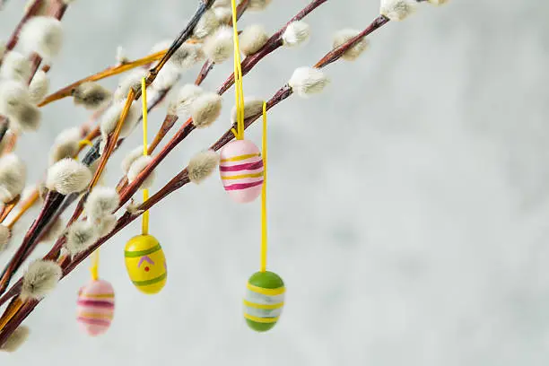 Photo of Easter decorations on pussy willow