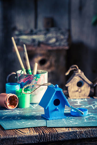 istock Homemade home for birds and construction plan 629768952