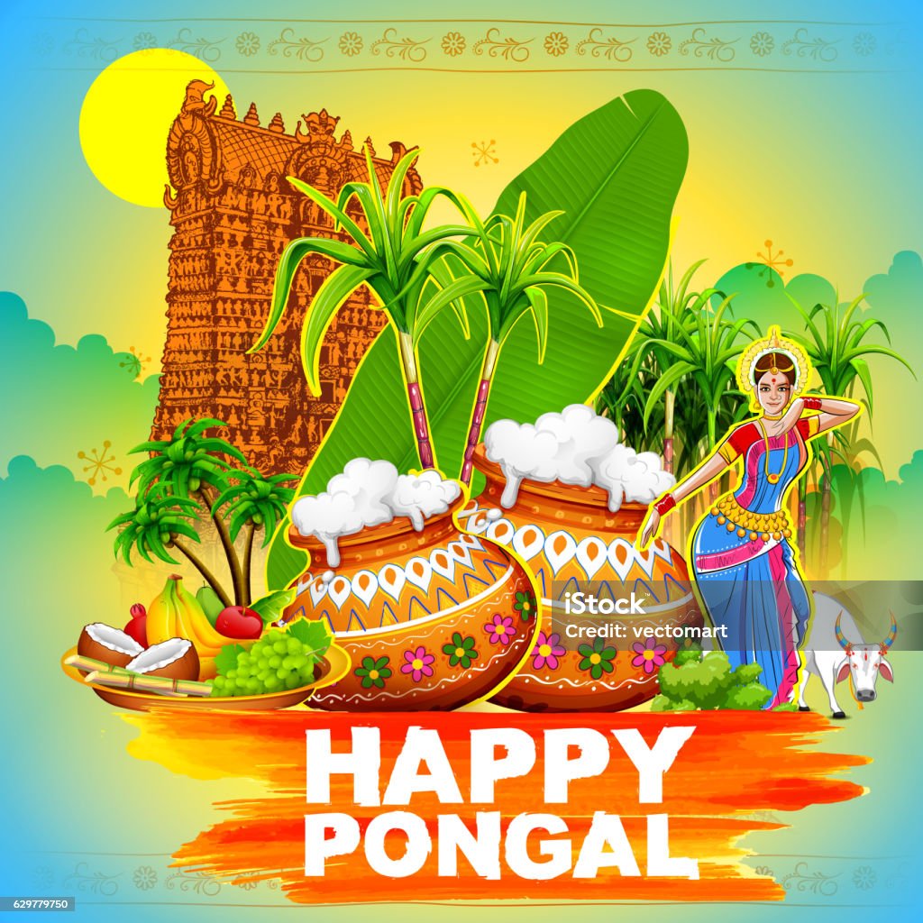 Happy Pongal Greeting Background Stock Illustration - Download ...