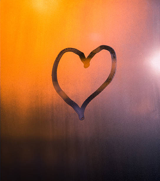 istock Heart Drawn by Hand on the Window, Valentines Background 629783736