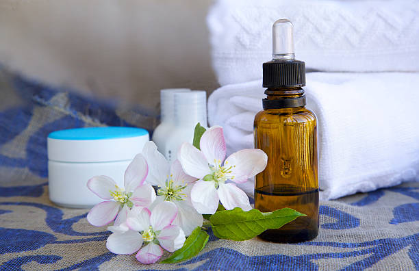 istock Dropper bottle of apple blossoms extract 629784676