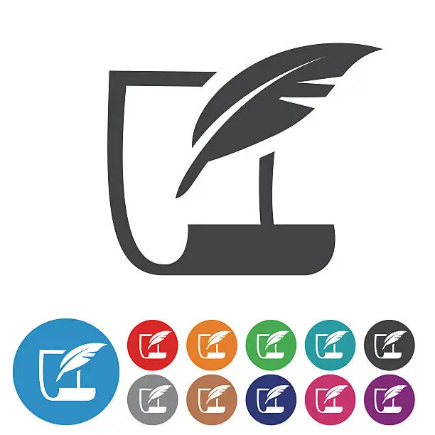 Vector illustration of paper and Quill Icons - Graphic Icon Series