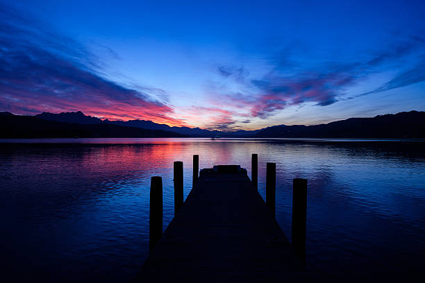 istock Sunset over lake Woerthersee 629785736