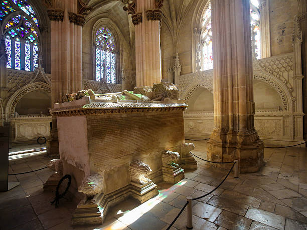 Tomb of King John I and Philippa at Batalha Monastery Tombs of King John I and Queen Philippa of Portugal at the Monastery of Batalha, one of the most important Gothic sites in Portugal. batalha abbey photos stock pictures, royalty-free photos & images