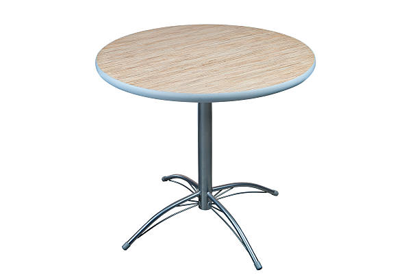 istock Table with round laminate top and stainless steel base. 629789258