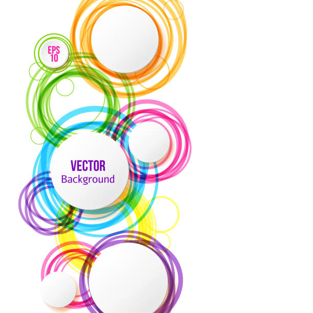 Circle design background with overlapping circles pattern Circle design background with overlapping circles pattern. Banner with colored circles. Vector illustration colorful borders stock illustrations