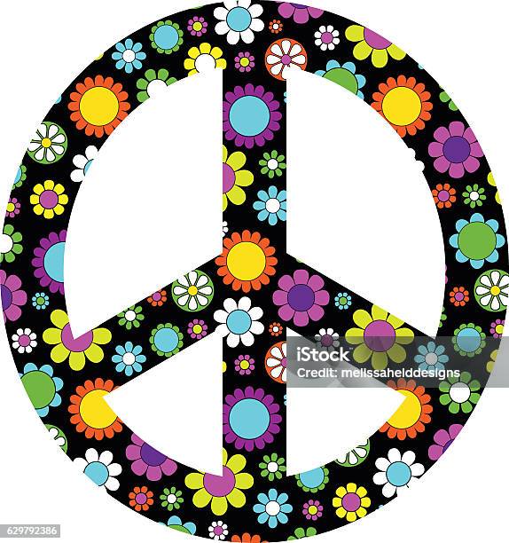 모드 꽃 평화 표지판 평화의 상징에 대한 스톡 벡터 아트 및 기타 이미지 - 평화의 상징, 브이, 꽃-식물